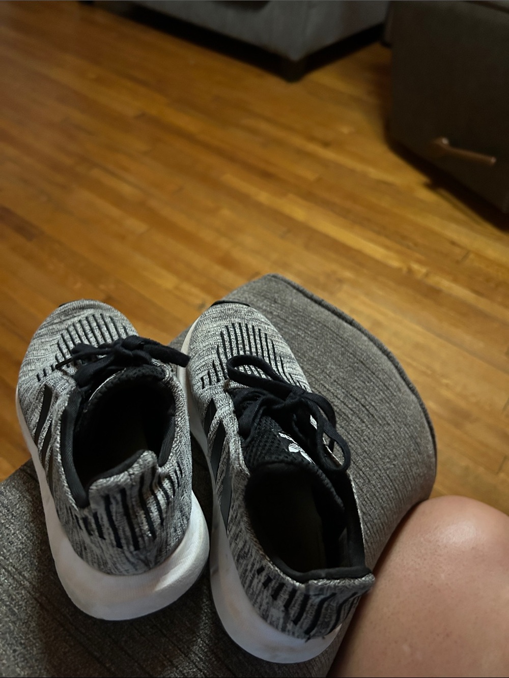 adidas Kids Black and Gray Knit Sneakers - Picture 3 of 5